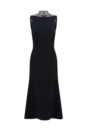 Crystal Rhinestone Back Detail Midi Dress DAVID KOMA | PF25DK73DBLACKSILVER